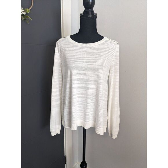 Cabi Sophia Sweater White/Cream Lace Back Top Style 5005 -‎ Medium - Picture 1 of 9